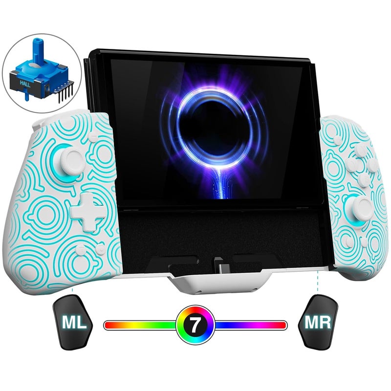 FUNLAB Switch Joypad Controllers for Nintendo Switch/OLED Joycon Replacement, Customizable Switch handheld Controller with Hall Effect Joysticks, Luminous One-Piece Controles Joypad Controller - 7 LED Colors - Image 1